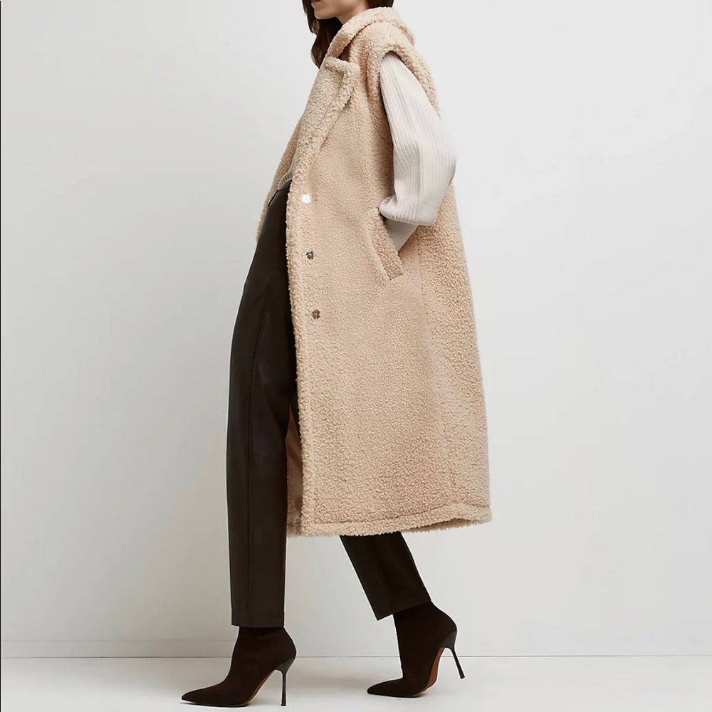 Cream Shearling Longline Gilet